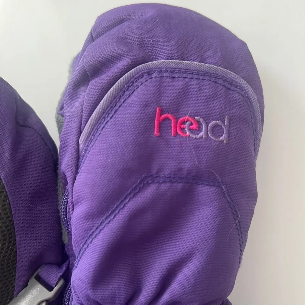Head Kids XS Purple Insulated Winter Mittens Faux Fur Lined Ski Snow Mitts